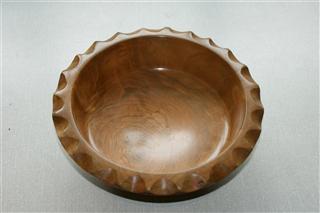 Crimped edged cherry bowl won commended for John Brocklehurst